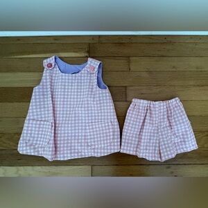 Pink Gingham Dress and Shorts Set